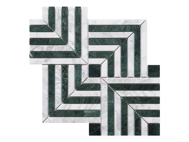Green and White Marble Mosaic Tile