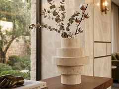 Beige Travertine Flower Vases
