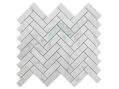 Bianco Carrara White Marble Herringbone Stone Mosaic Tile