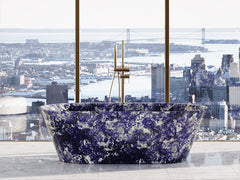 Freestanding Blue Sodalite Marble Bathtub