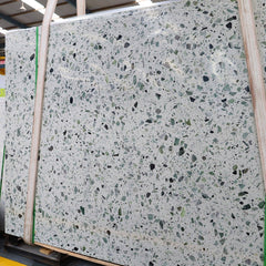 White Terrazzo with Green Particles