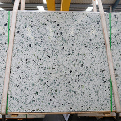 White Terrazzo with Green Particles