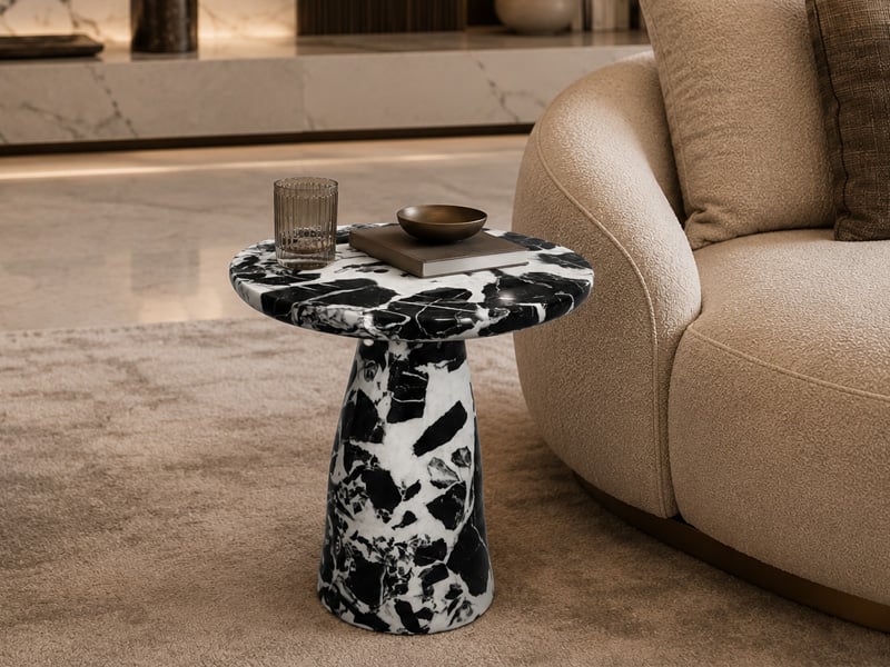 Napoleon Black Marble Side Table