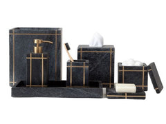 Natural Black Marble Bathroom Set with Gold Inlay