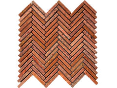Red Travertine Herringbone Stone Mosaic