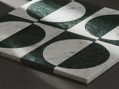 Semicircle White Green Marble Waterjet Mosaic