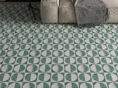 Semicircle White Green Marble Waterjet Mosaic
