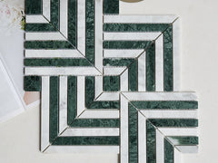 Green and White Marble Mosaic Tile