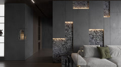 Leather Finish Versace Black Granite Slab